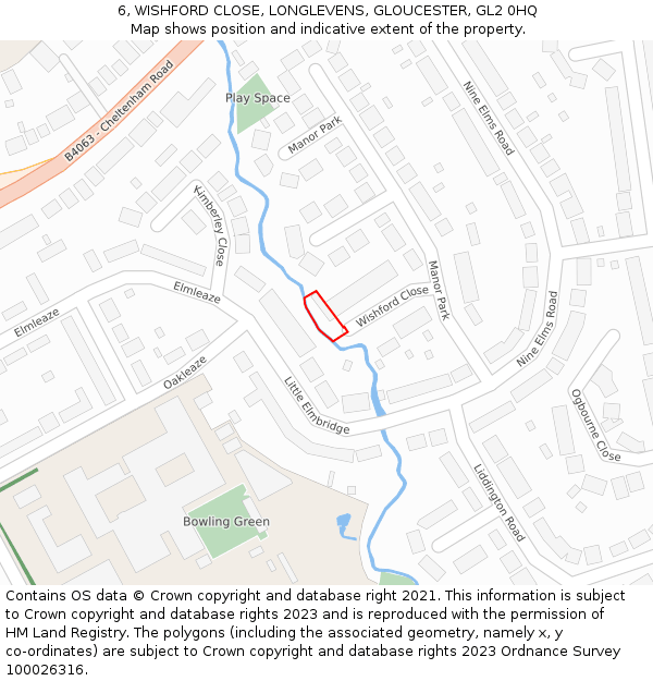 6, WISHFORD CLOSE, LONGLEVENS, GLOUCESTER, GL2 0HQ: Location map and indicative extent of plot