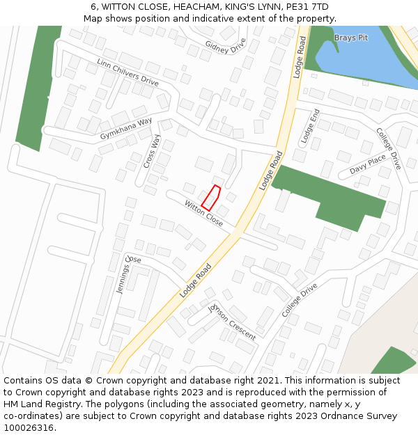 6, WITTON CLOSE, HEACHAM, KING'S LYNN, PE31 7TD: Location map and indicative extent of plot