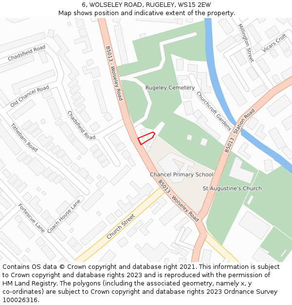 6, WOLSELEY ROAD, RUGELEY, WS15 2EW: Location map and indicative extent of plot