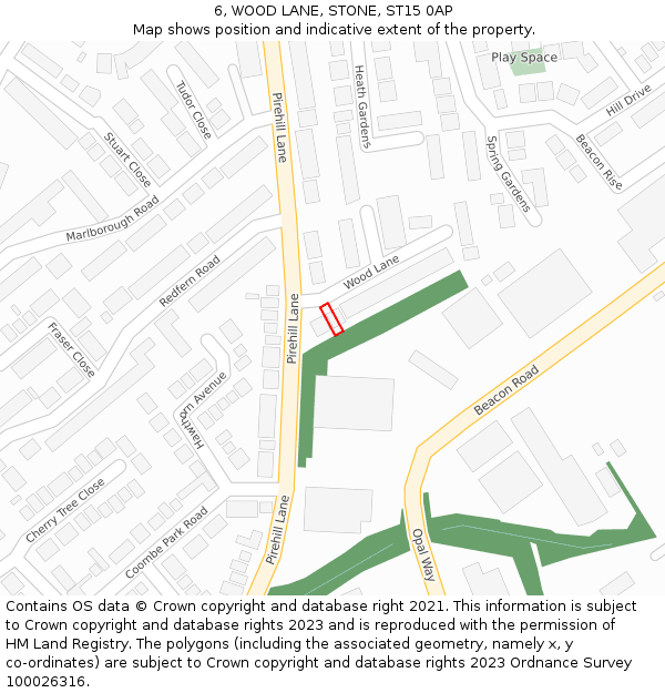 6, WOOD LANE, STONE, ST15 0AP: Location map and indicative extent of plot