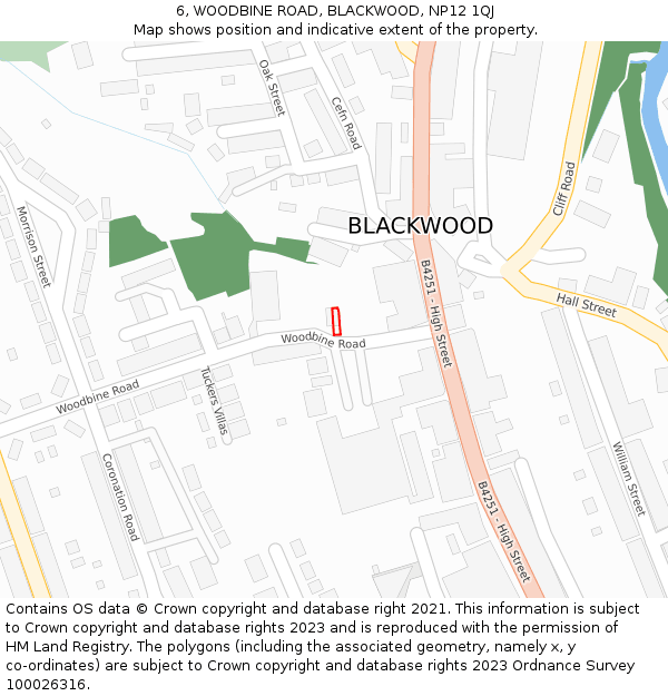 6, WOODBINE ROAD, BLACKWOOD, NP12 1QJ: Location map and indicative extent of plot