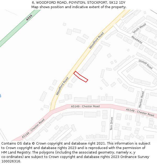 6, WOODFORD ROAD, POYNTON, STOCKPORT, SK12 1DY: Location map and indicative extent of plot