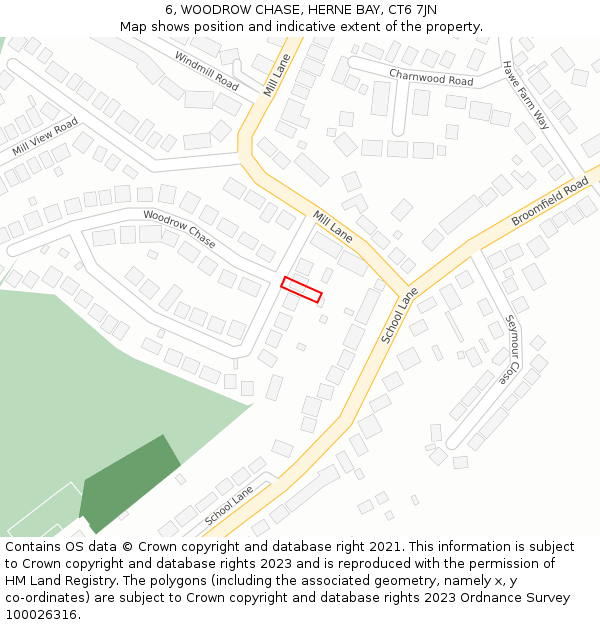 6, WOODROW CHASE, HERNE BAY, CT6 7JN: Location map and indicative extent of plot