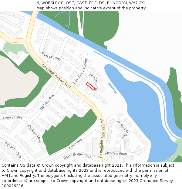 6, WORSLEY CLOSE, CASTLEFIELDS, RUNCORN, WA7 2XL: Location map and indicative extent of plot