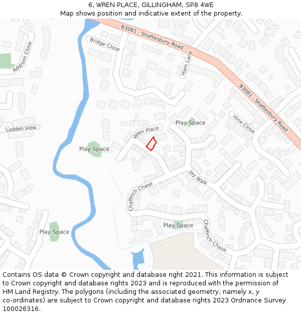 6, WREN PLACE, GILLINGHAM, SP8 4WE: Location map and indicative extent of plot