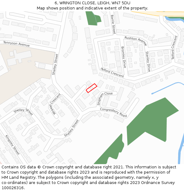 6, WRINGTON CLOSE, LEIGH, WN7 5DU: Location map and indicative extent of plot