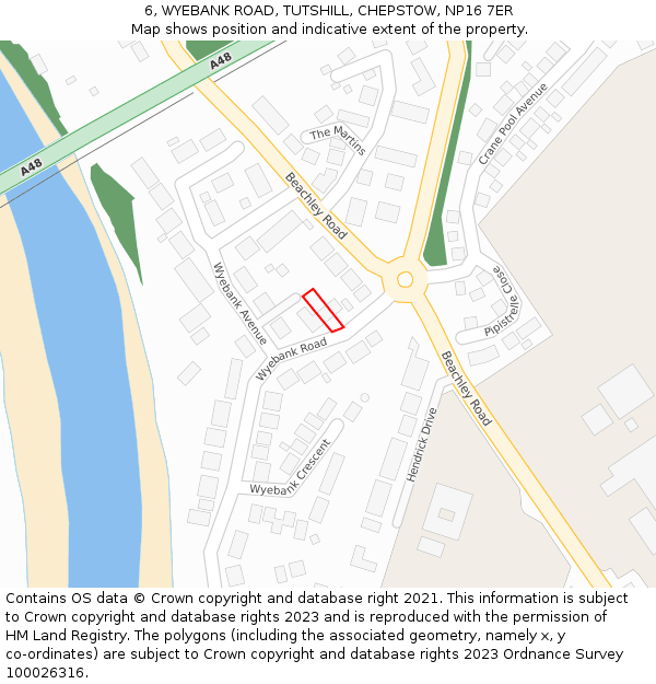 6, WYEBANK ROAD, TUTSHILL, CHEPSTOW, NP16 7ER: Location map and indicative extent of plot