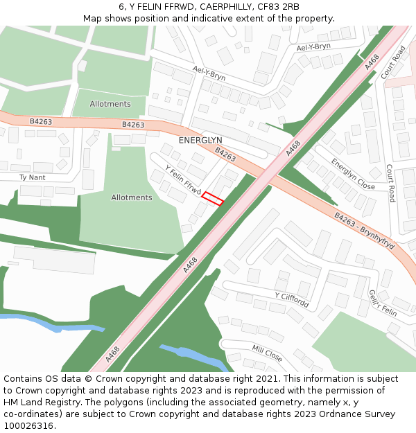 6, Y FELIN FFRWD, CAERPHILLY, CF83 2RB: Location map and indicative extent of plot