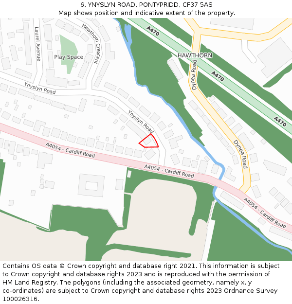 6, YNYSLYN ROAD, PONTYPRIDD, CF37 5AS: Location map and indicative extent of plot
