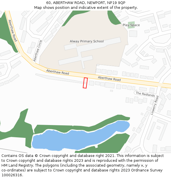 60, ABERTHAW ROAD, NEWPORT, NP19 9QP: Location map and indicative extent of plot