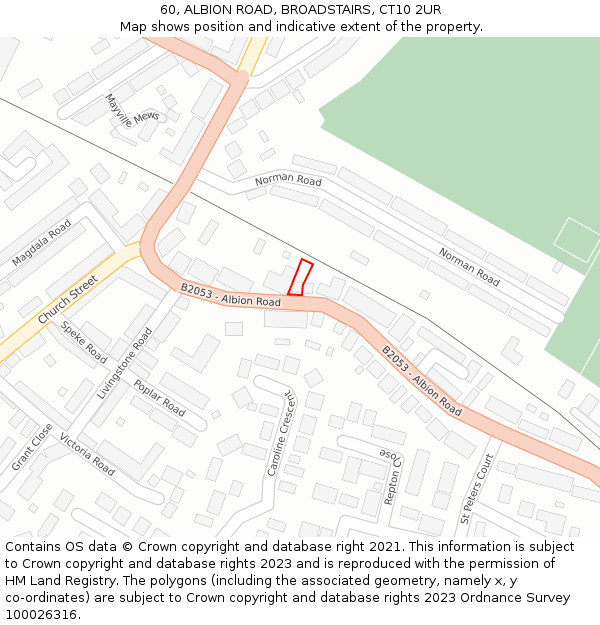 60, ALBION ROAD, BROADSTAIRS, CT10 2UR: Location map and indicative extent of plot