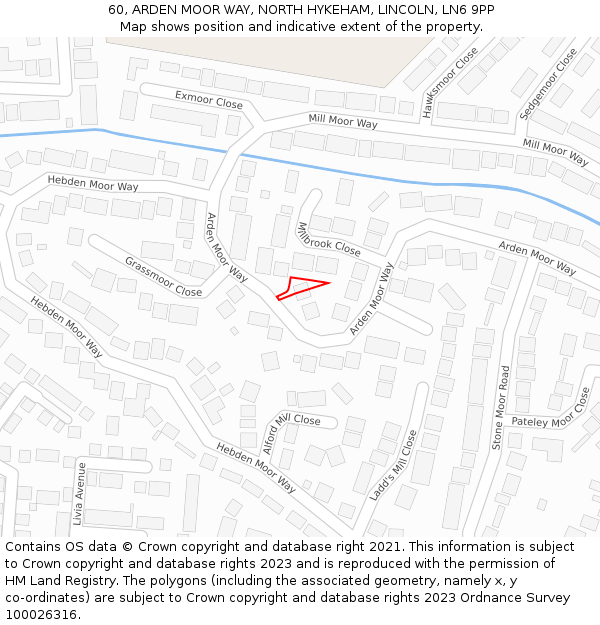 60, ARDEN MOOR WAY, NORTH HYKEHAM, LINCOLN, LN6 9PP: Location map and indicative extent of plot