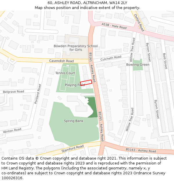 60, ASHLEY ROAD, ALTRINCHAM, WA14 2LY: Location map and indicative extent of plot