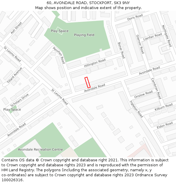 60, AVONDALE ROAD, STOCKPORT, SK3 9NY: Location map and indicative extent of plot