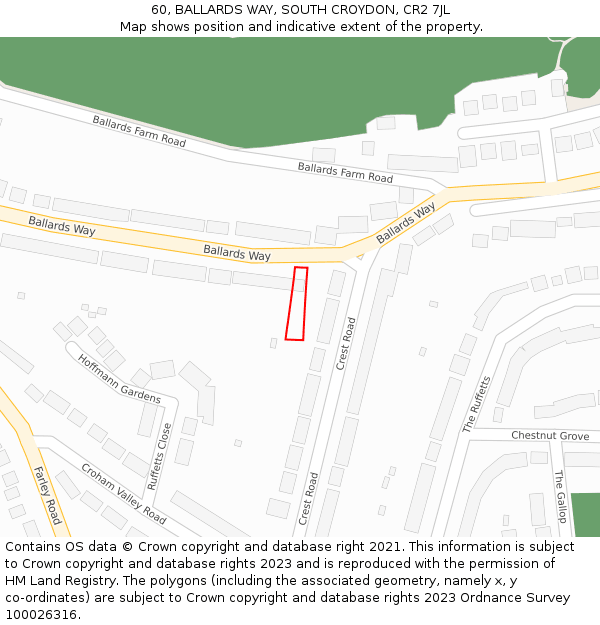 60, BALLARDS WAY, SOUTH CROYDON, CR2 7JL: Location map and indicative extent of plot