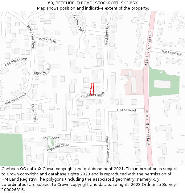 60, BEECHFIELD ROAD, STOCKPORT, SK3 8SX: Location map and indicative extent of plot