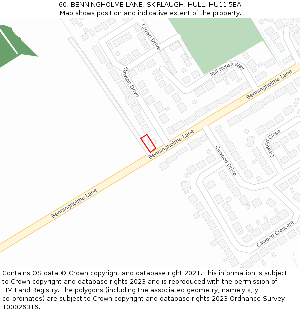 60, BENNINGHOLME LANE, SKIRLAUGH, HULL, HU11 5EA: Location map and indicative extent of plot