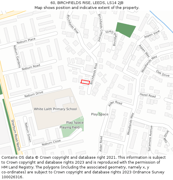 60, BIRCHFIELDS RISE, LEEDS, LS14 2JB: Location map and indicative extent of plot