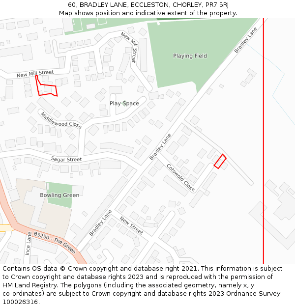 60, BRADLEY LANE, ECCLESTON, CHORLEY, PR7 5RJ: Location map and indicative extent of plot