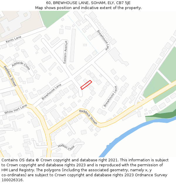 60, BREWHOUSE LANE, SOHAM, ELY, CB7 5JE: Location map and indicative extent of plot