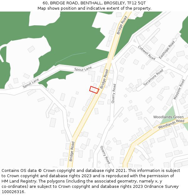 60, BRIDGE ROAD, BENTHALL, BROSELEY, TF12 5QT: Location map and indicative extent of plot