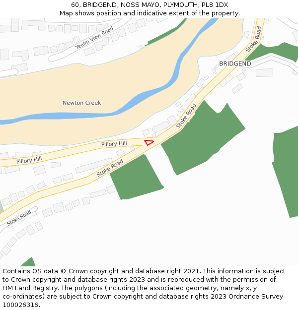 60, BRIDGEND, NOSS MAYO, PLYMOUTH, PL8 1DX: Location map and indicative extent of plot