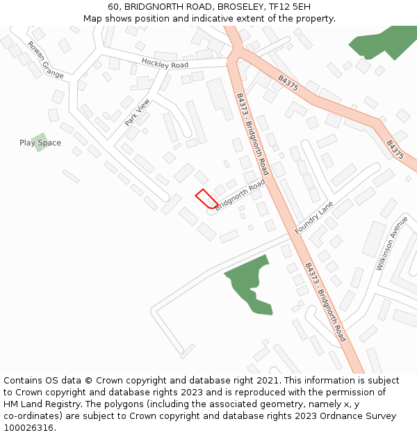 60, BRIDGNORTH ROAD, BROSELEY, TF12 5EH: Location map and indicative extent of plot