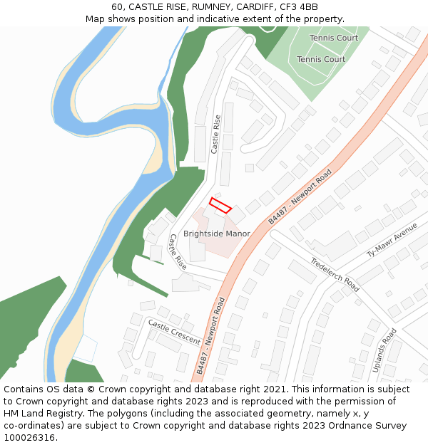 60, CASTLE RISE, RUMNEY, CARDIFF, CF3 4BB: Location map and indicative extent of plot