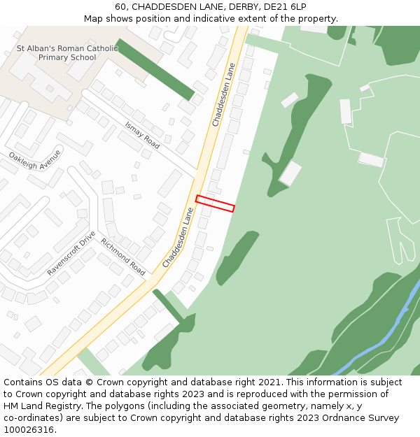 60, CHADDESDEN LANE, DERBY, DE21 6LP: Location map and indicative extent of plot