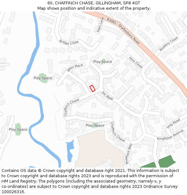 60, CHAFFINCH CHASE, GILLINGHAM, SP8 4GT: Location map and indicative extent of plot