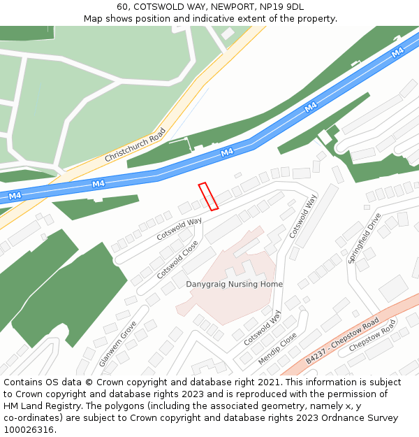 60, COTSWOLD WAY, NEWPORT, NP19 9DL: Location map and indicative extent of plot