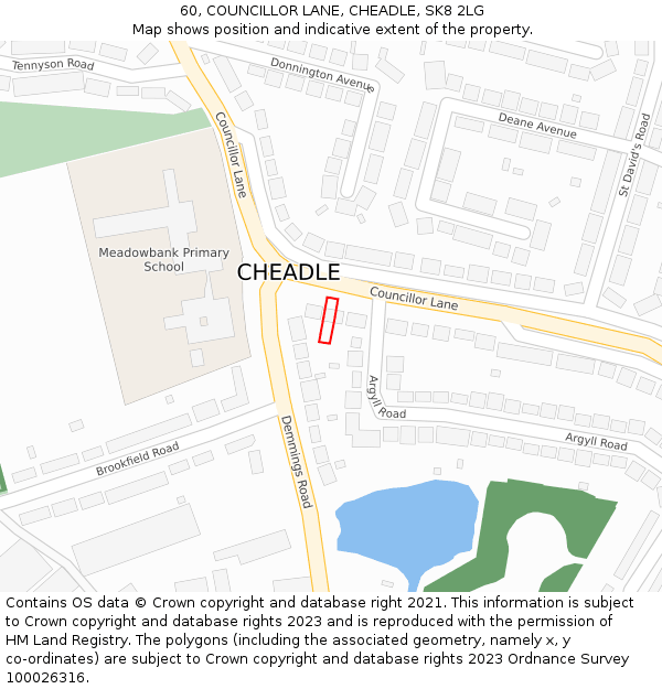 60, COUNCILLOR LANE, CHEADLE, SK8 2LG: Location map and indicative extent of plot