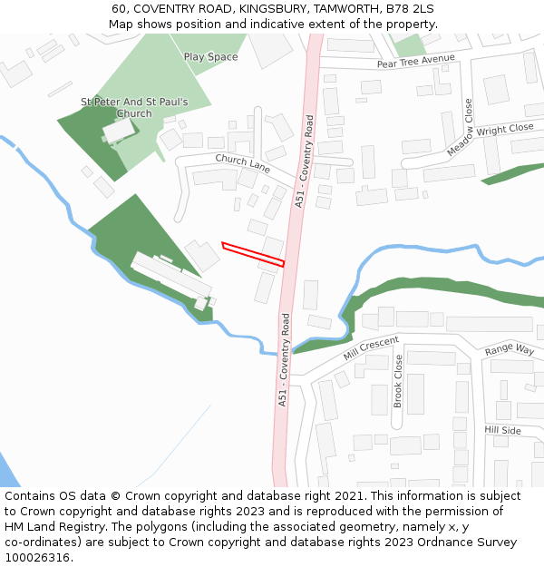 60, COVENTRY ROAD, KINGSBURY, TAMWORTH, B78 2LS: Location map and indicative extent of plot