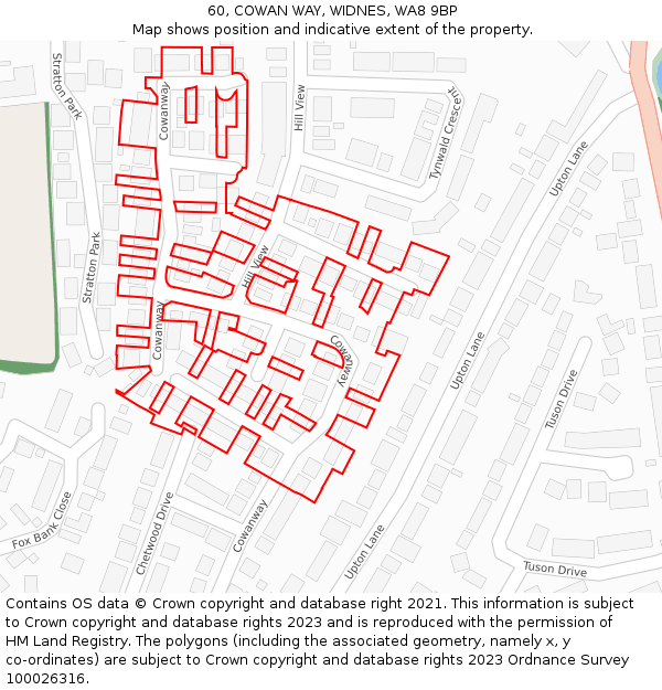 60, COWAN WAY, WIDNES, WA8 9BP: Location map and indicative extent of plot