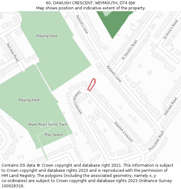 60, DAWLISH CRESCENT, WEYMOUTH, DT4 9JW: Location map and indicative extent of plot