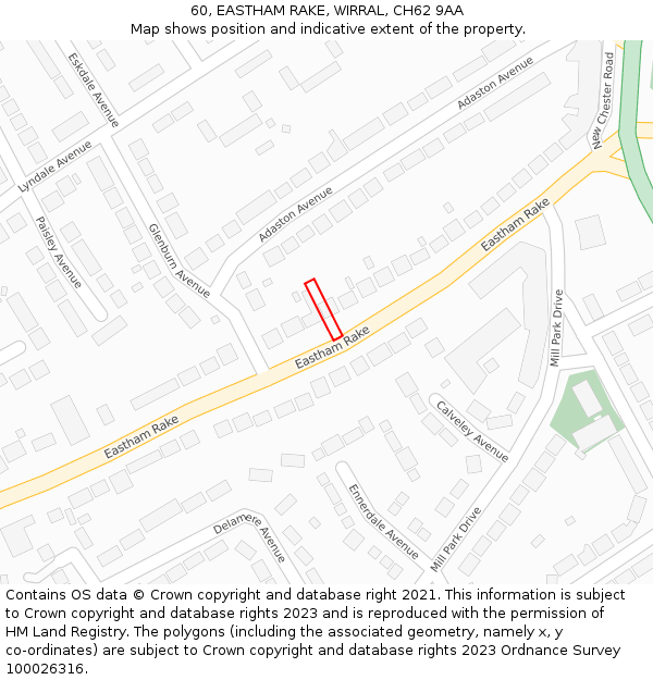 60, EASTHAM RAKE, WIRRAL, CH62 9AA: Location map and indicative extent of plot