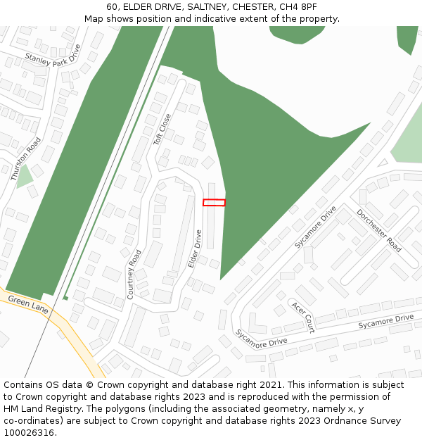 60, ELDER DRIVE, SALTNEY, CHESTER, CH4 8PF: Location map and indicative extent of plot