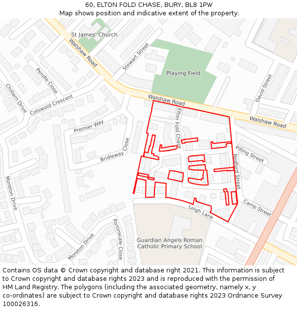 60, ELTON FOLD CHASE, BURY, BL8 1PW: Location map and indicative extent of plot