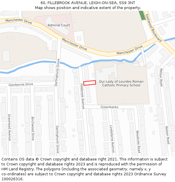 60, FILLEBROOK AVENUE, LEIGH-ON-SEA, SS9 3NT: Location map and indicative extent of plot