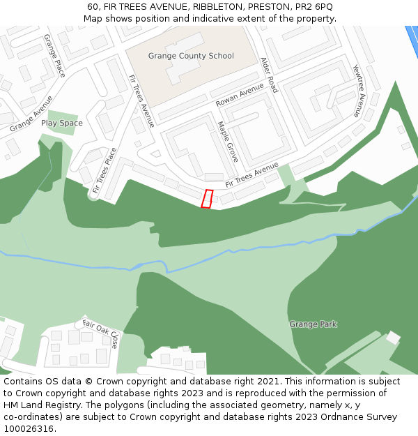 60, FIR TREES AVENUE, RIBBLETON, PRESTON, PR2 6PQ: Location map and indicative extent of plot