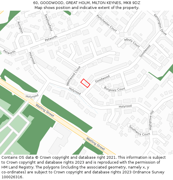 60, GOODWOOD, GREAT HOLM, MILTON KEYNES, MK8 9DZ: Location map and indicative extent of plot