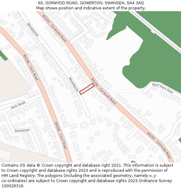 60, GORWYDD ROAD, GOWERTON, SWANSEA, SA4 3AQ: Location map and indicative extent of plot