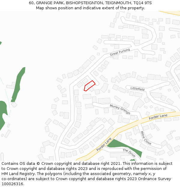 60, GRANGE PARK, BISHOPSTEIGNTON, TEIGNMOUTH, TQ14 9TS: Location map and indicative extent of plot