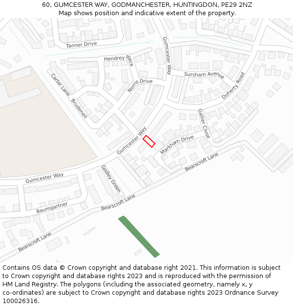 60, GUMCESTER WAY, GODMANCHESTER, HUNTINGDON, PE29 2NZ: Location map and indicative extent of plot