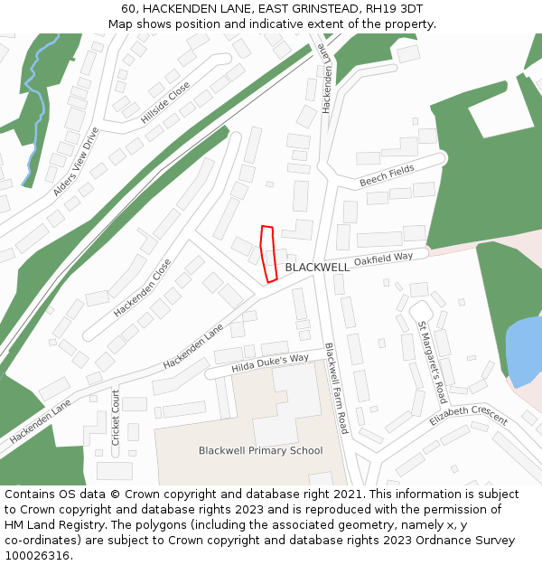 60, HACKENDEN LANE, EAST GRINSTEAD, RH19 3DT: Location map and indicative extent of plot