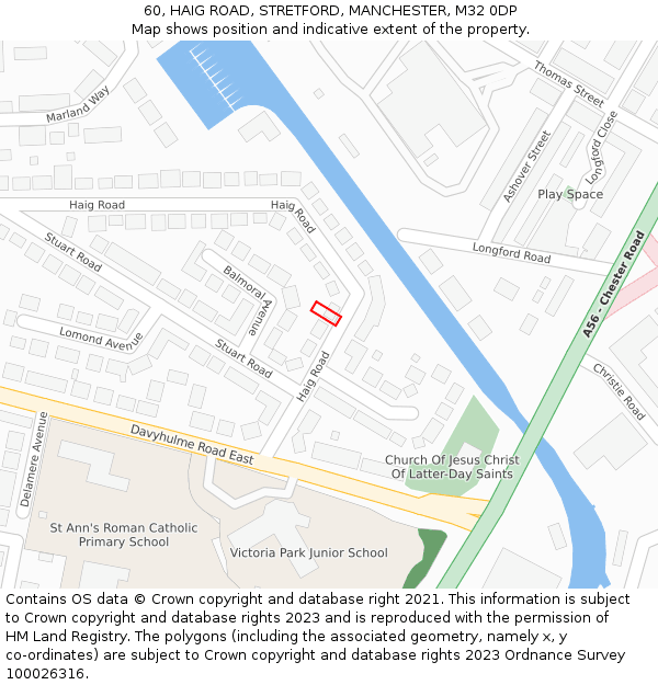 60, HAIG ROAD, STRETFORD, MANCHESTER, M32 0DP: Location map and indicative extent of plot