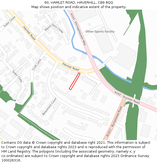 60, HAMLET ROAD, HAVERHILL, CB9 8QQ: Location map and indicative extent of plot