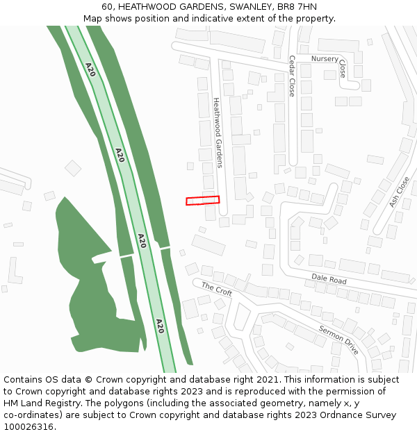 60, HEATHWOOD GARDENS, SWANLEY, BR8 7HN: Location map and indicative extent of plot