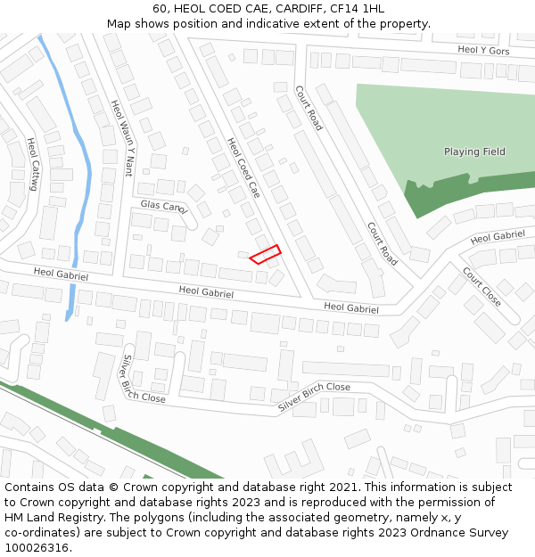 60, HEOL COED CAE, CARDIFF, CF14 1HL: Location map and indicative extent of plot