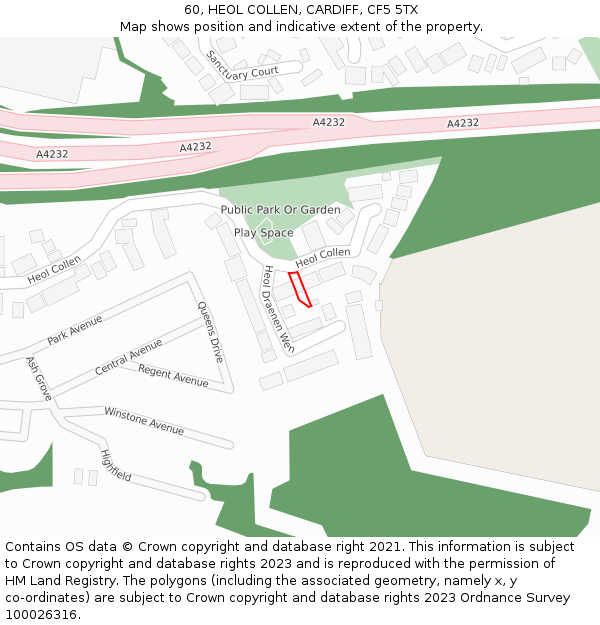 60, HEOL COLLEN, CARDIFF, CF5 5TX: Location map and indicative extent of plot